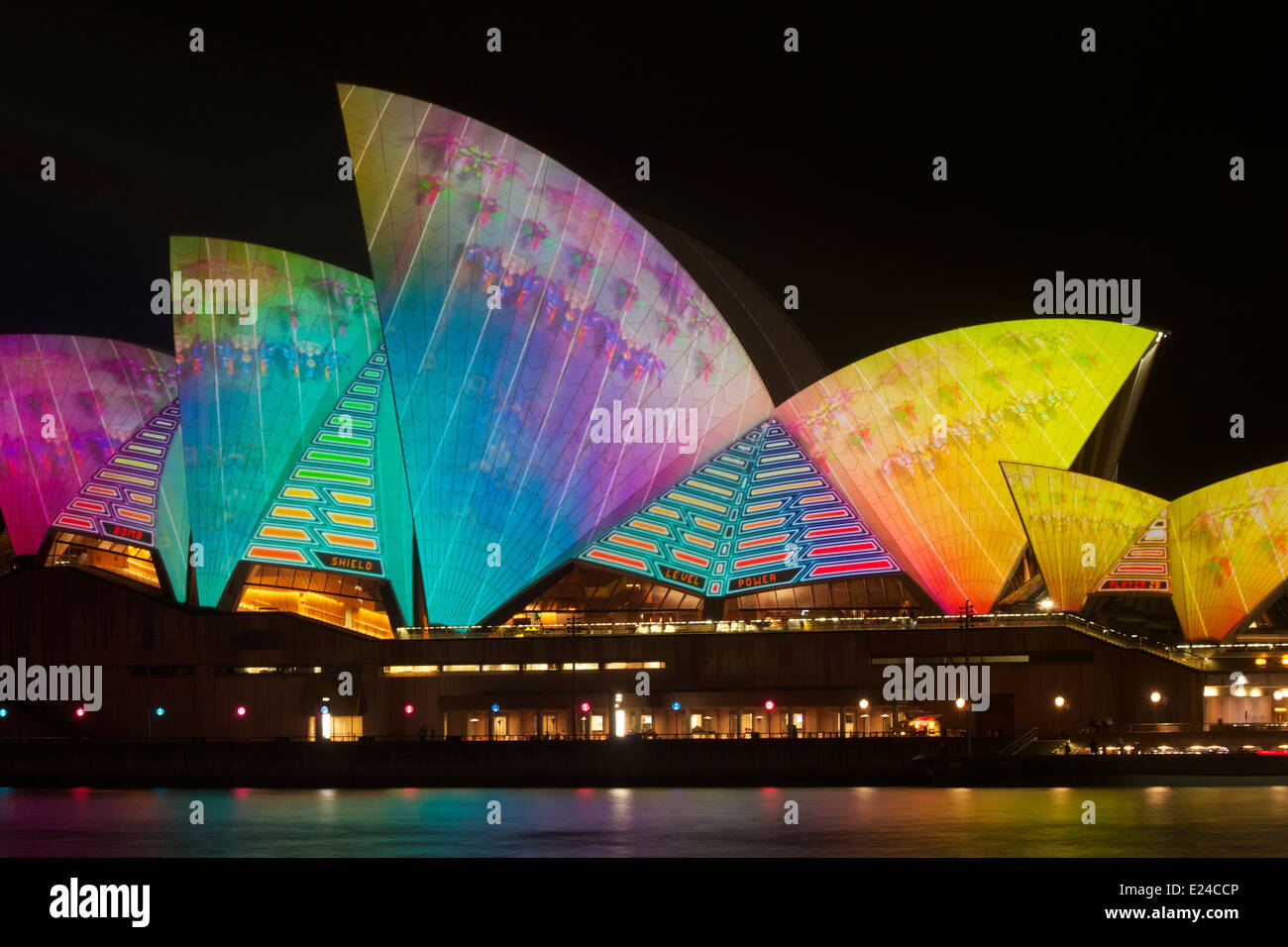Sydney Opera House illuminated as part of the Sydney Vivid Festival 2014. Stock Photo