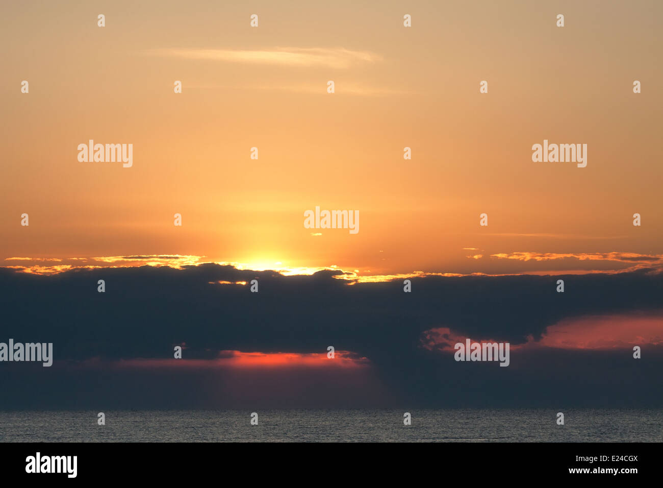 Beautiful sunrise on Ladoga Lake, Russia, in summer Stock Photo