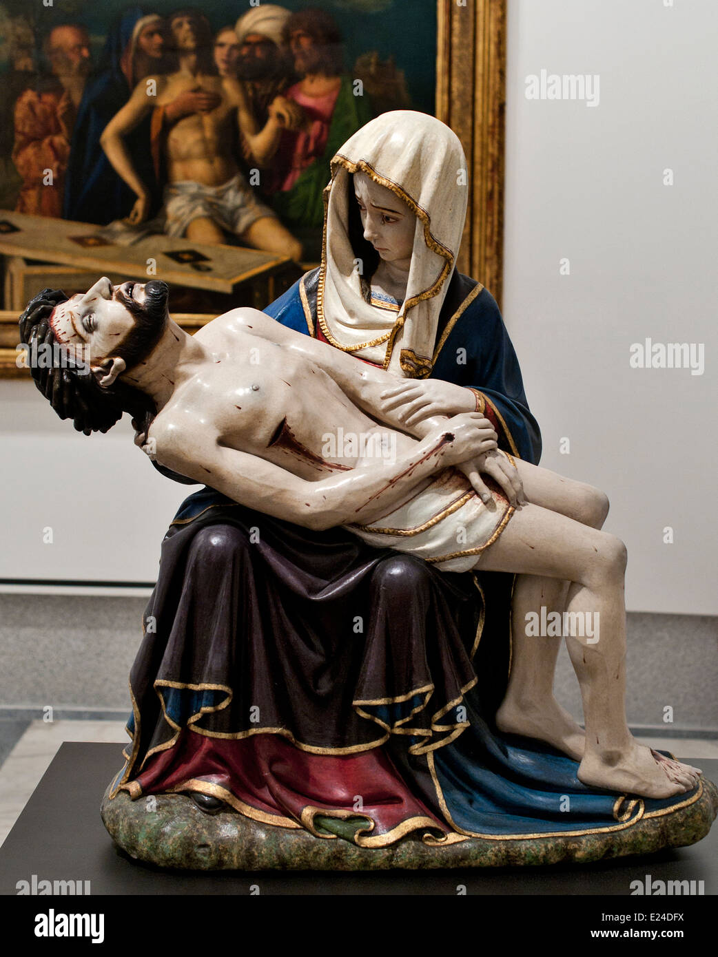 Gothic Execution Polychrome Pietà Sculpture in Toledo Cathedral, an early 15th-century ...