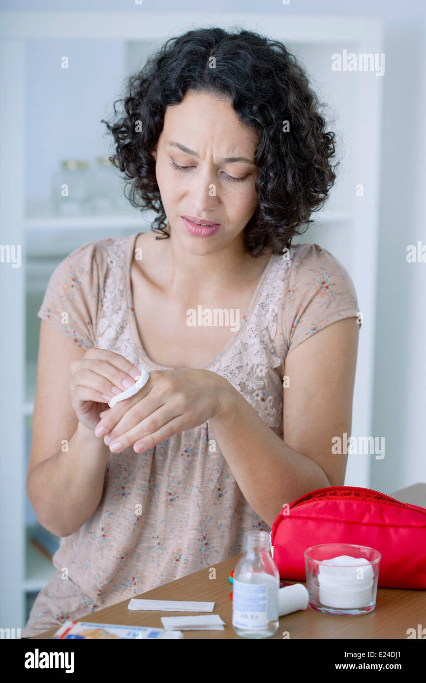 Wound care, woman Stock Photo Alamy