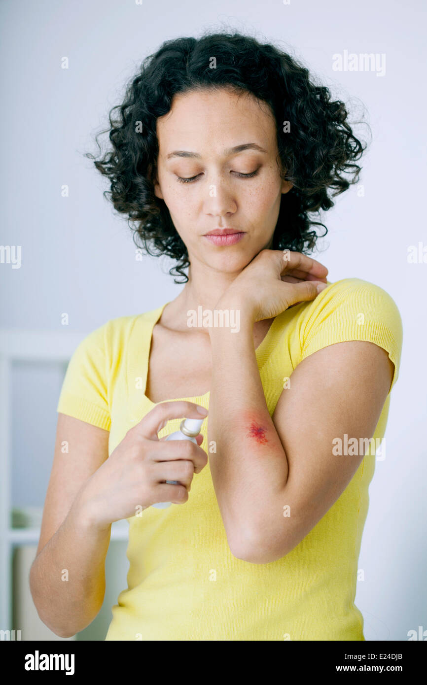 Wound care, woman Stock Photo