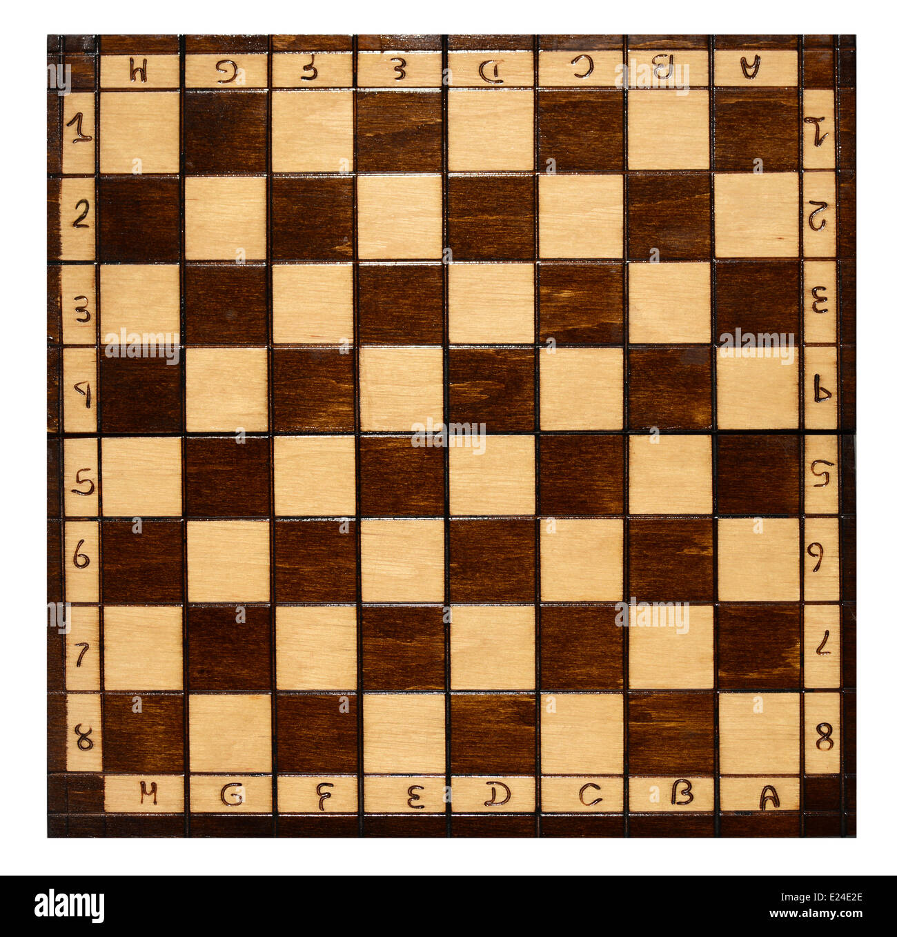 Old wooden chess board Stock Photo