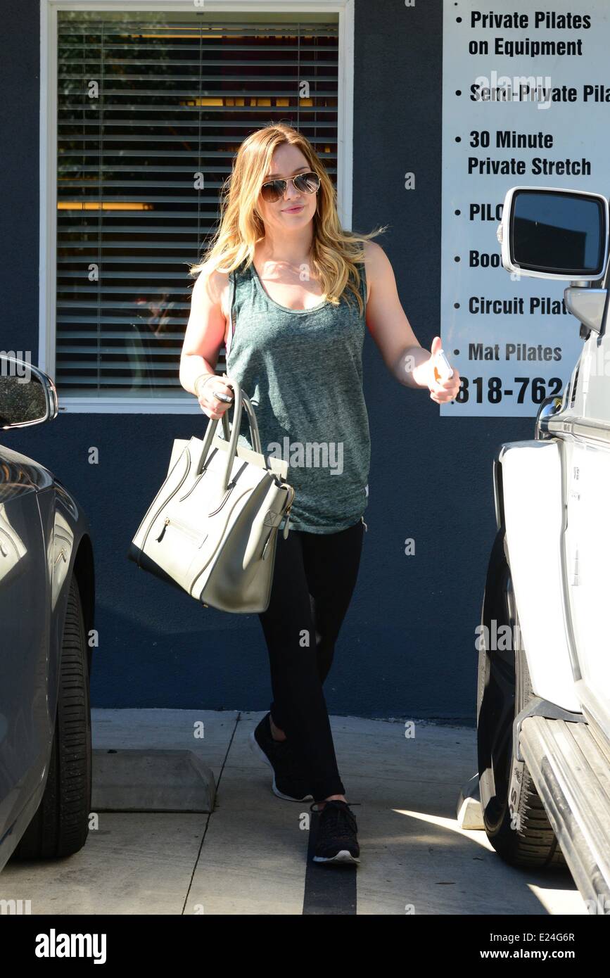 Hilary Duff leaves her pilates class in Toluca Lake. Los Angeles