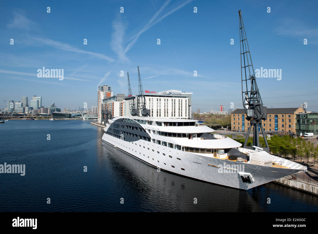 The Sunborn Floating Hotel, Royal Victoria Dock, London. Stock Photo
