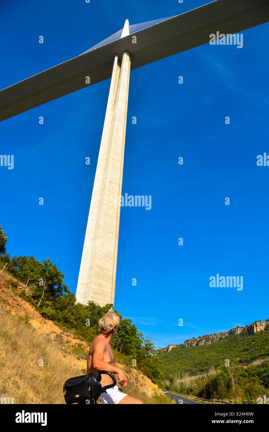 the famous viaduct at millau over aveyron river in france Stock Photo