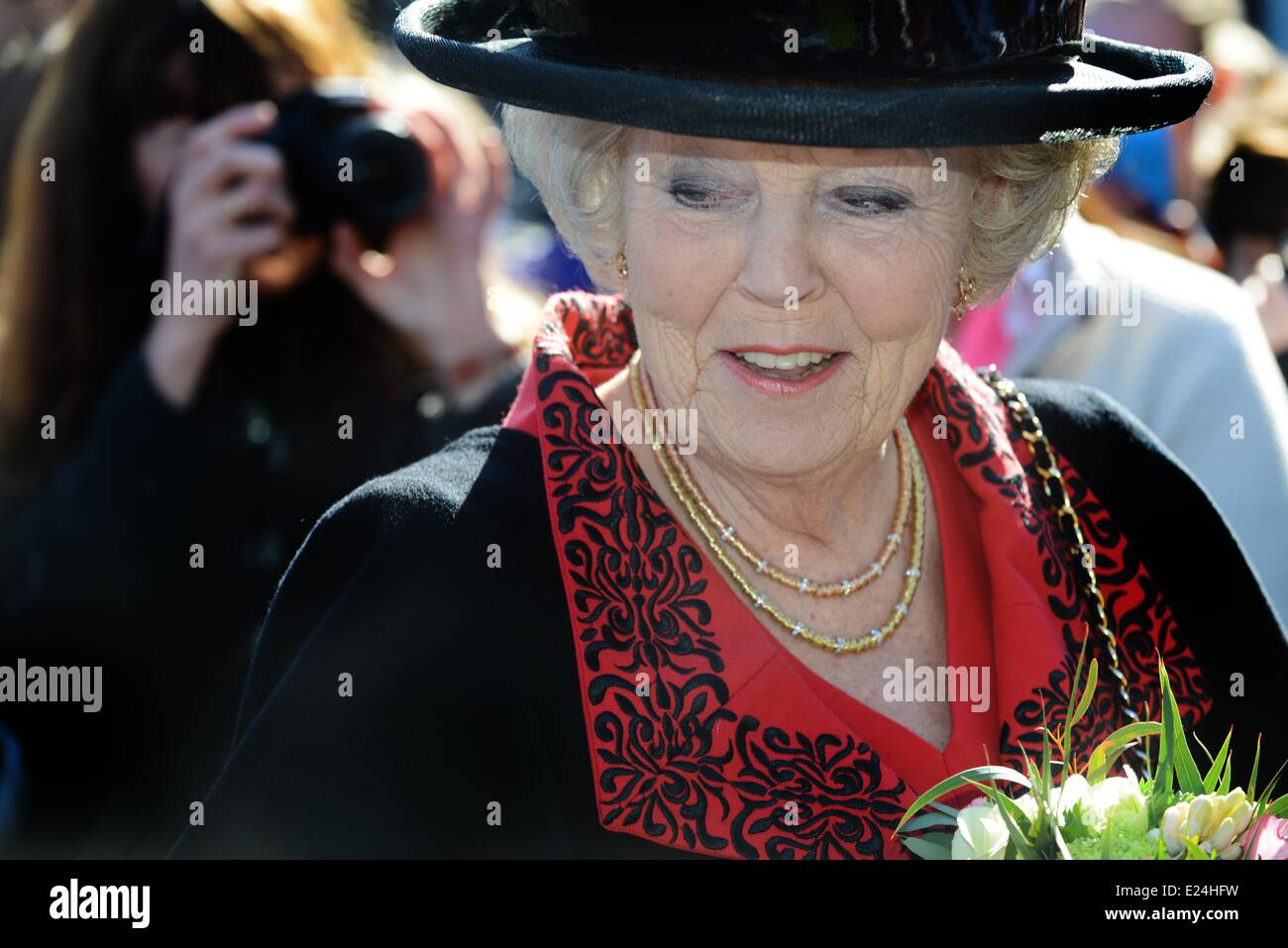 Queen Beatrix of the Netherlands visiting the 50th anniversary of the European school in Bergen. Bergen, The Netherlands - 12.03.2013 Stock Photo