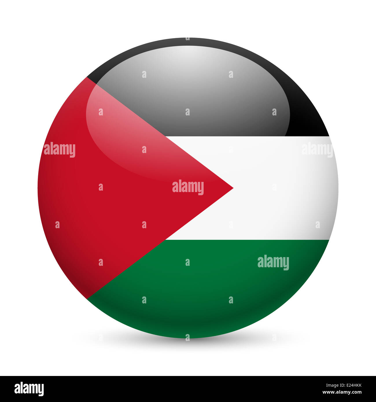 Flag of Palestine as round glossy icon. Button with Palestinian flag Stock Photo