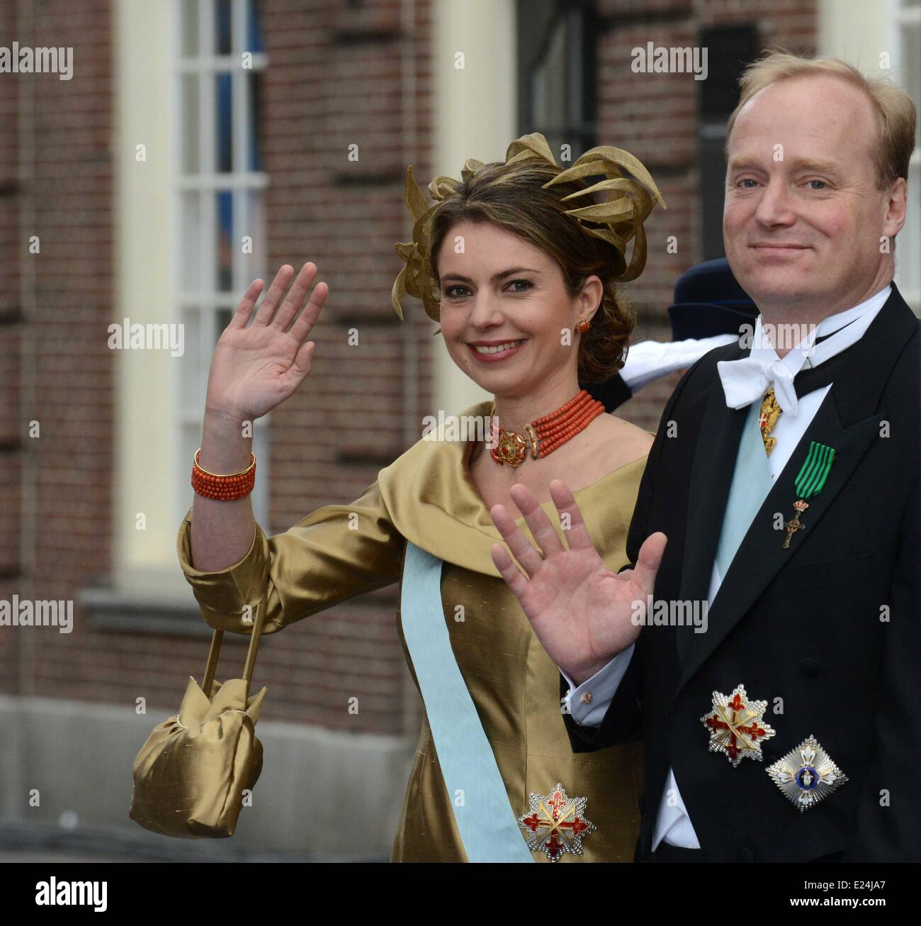 Leaving of Carlos and his wife after the inauguration/inhuldiging at ...