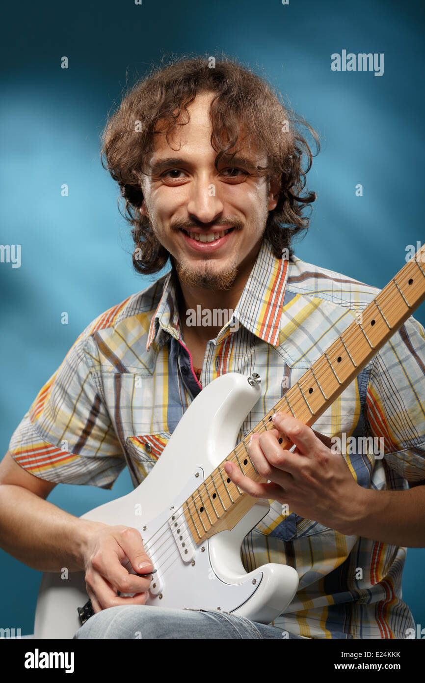 Guitarist playing an electric guitar Stock Photo Alamy