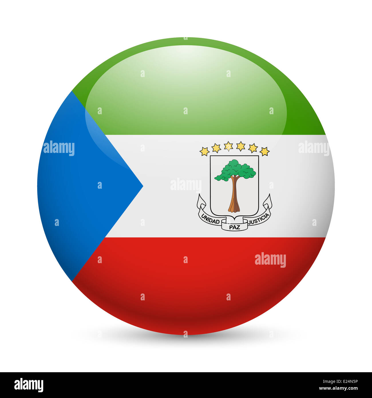 Flag of Equatorial Guinea as round glossy icon. Button with flag design Stock Photo