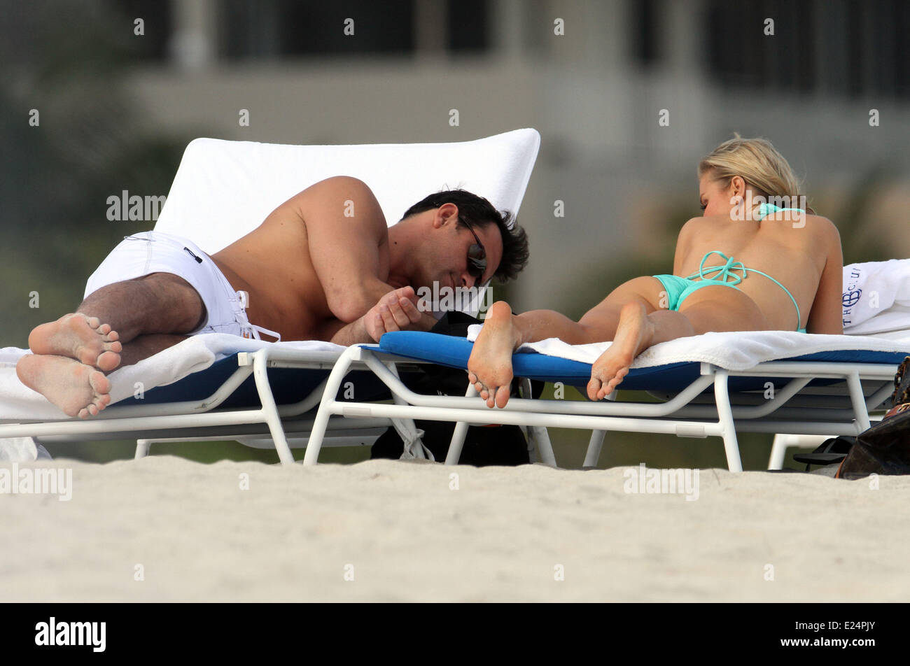 Joanna Krupa and Romain Zago enjoy the day on Miami Beach Featuring: Joanna  Krupa,Romain Zago Where: Miami, Florida, United States When: 01 Jan 2013  Stock Photo - Alamy