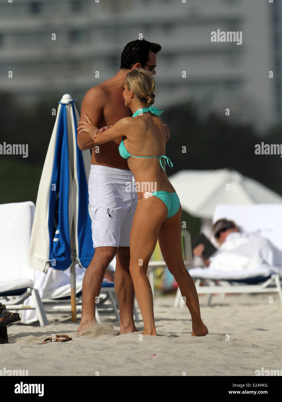 Joanna Krupa and Romain Zago enjoy the day on Miami Beach Featuring: Joanna  Krupa,Romain Zago Where: Miami, Florida, United States When: 01 Jan 2013  Stock Photo - Alamy