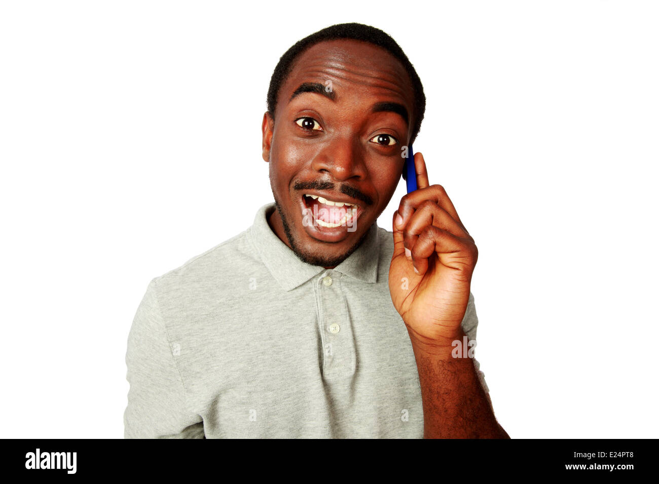 Funny african man talking on the phone isolated on a white background Stock Photo - Alamy Funny african man talking on the phone isolated on a white background Stock Photo - Alamy