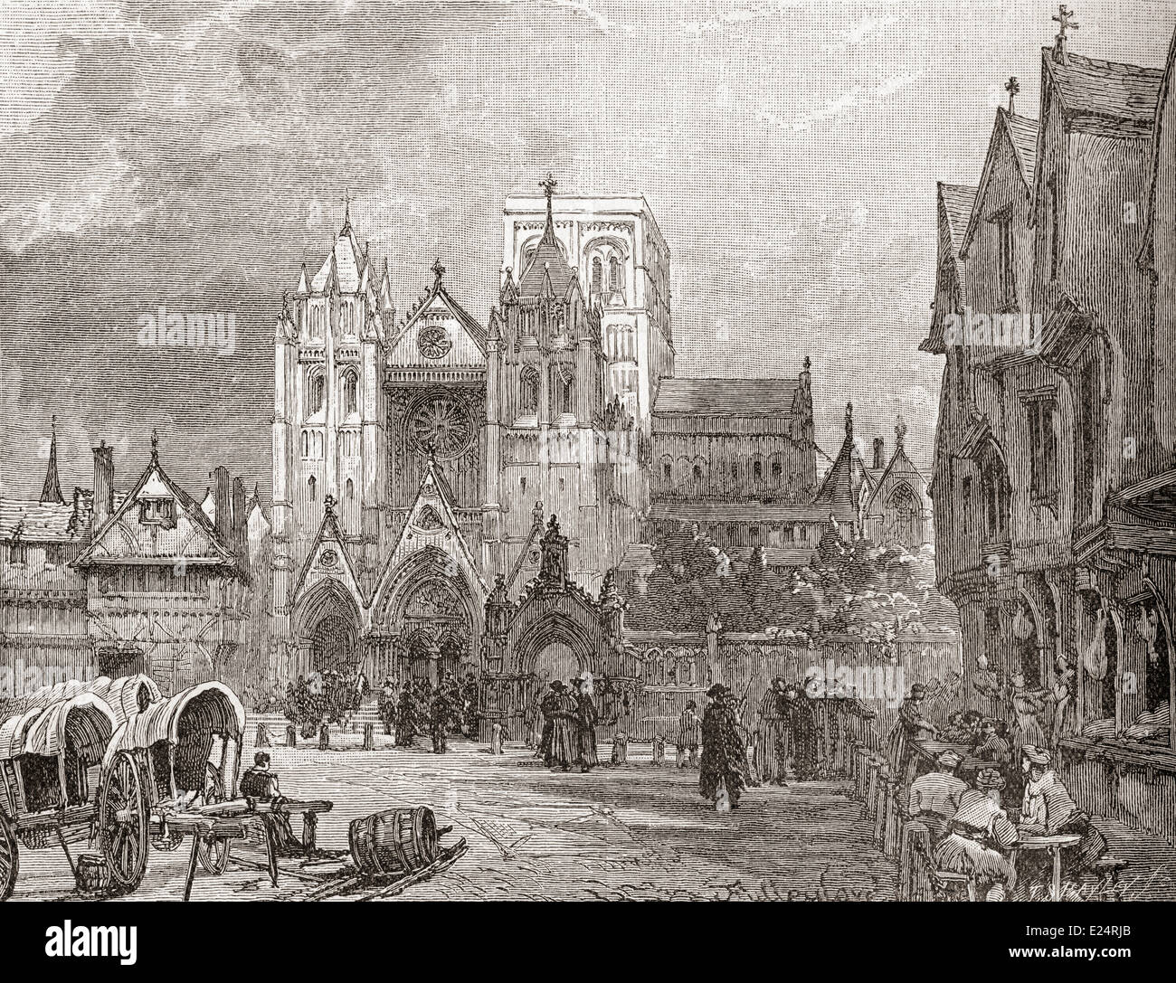 The place of Martyrdom, Old Smithfield Market, London, England, 16th century. Stock Photo