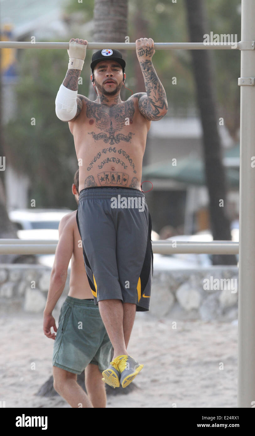 Russian Rapper Timati Exercises On Miami Beach Featuring: Rapper.