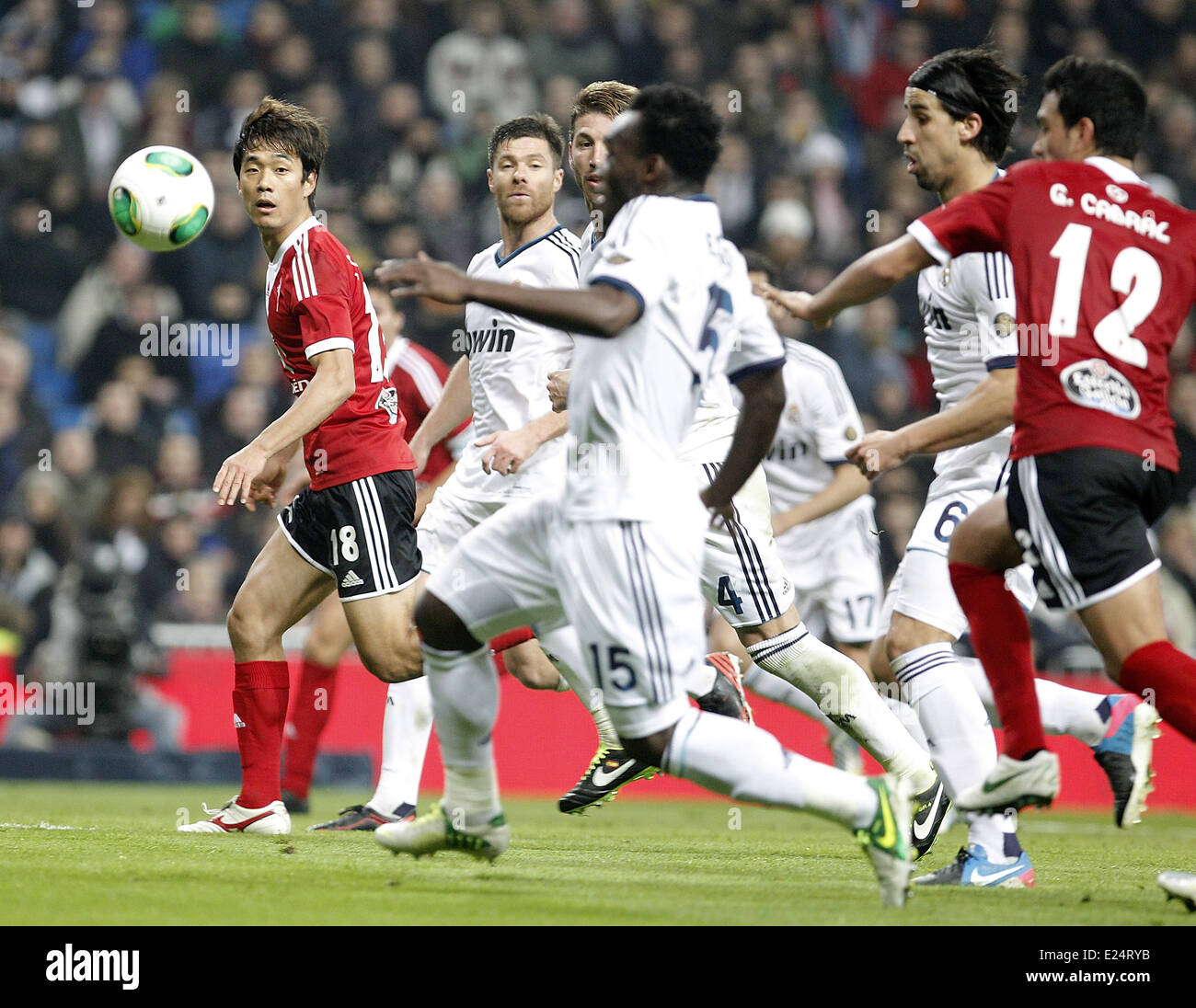 Spanish Kings Cup match between Real Madrid and Celta Vigo, Real lead Celta 5-2 in the first leg  Featuring: Park Chu-Young Where: KDN, Spain When: 09 Jan 2013 Stock Photo