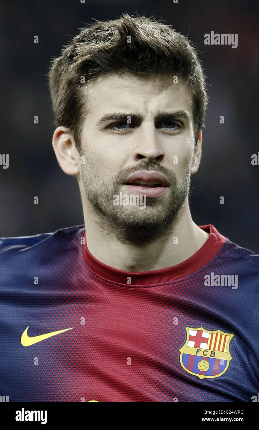 Real Madrid welcome Barcelona FC to the Santiago Bernabeu stadium in the Copa del Rey Semi-Final 1st leg. The match finished 1-1.  Featuring: Gerard Pique Where: Madrid, Spain When: 30 Jan 2013 Stock Photo