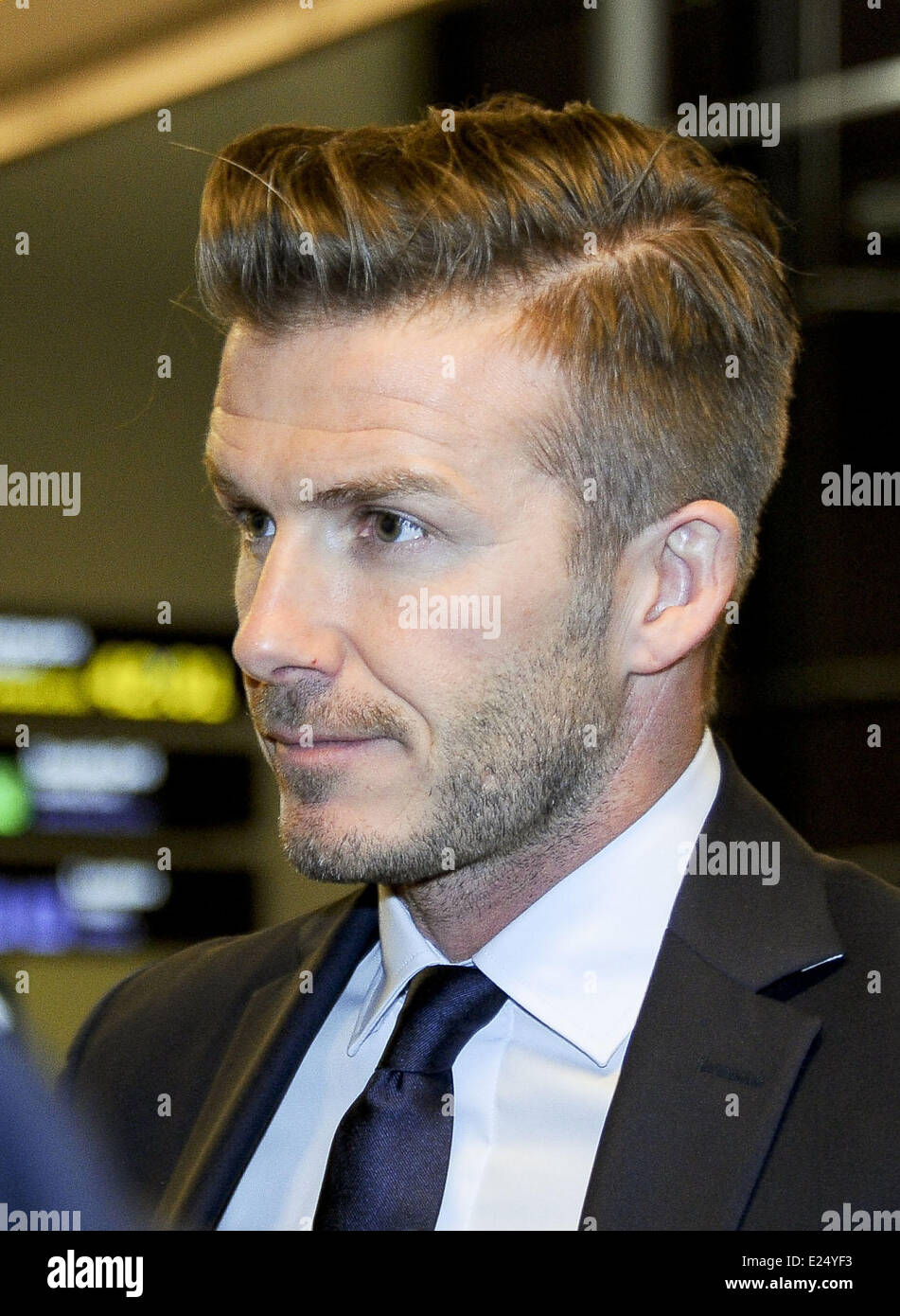 David Beckham arrives at Valencia airport  Featuring: David Beckham Where: Valence, Spain When: 13 Feb 2013 om Stock Photo