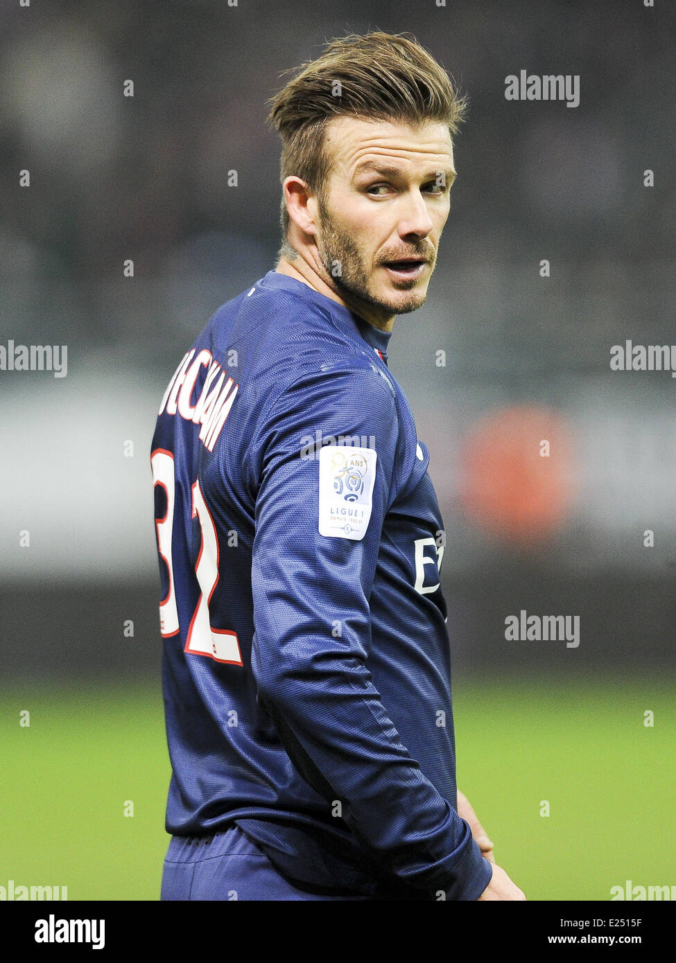 David Beckham of Paris SaintGermain (PSG) in action during the French