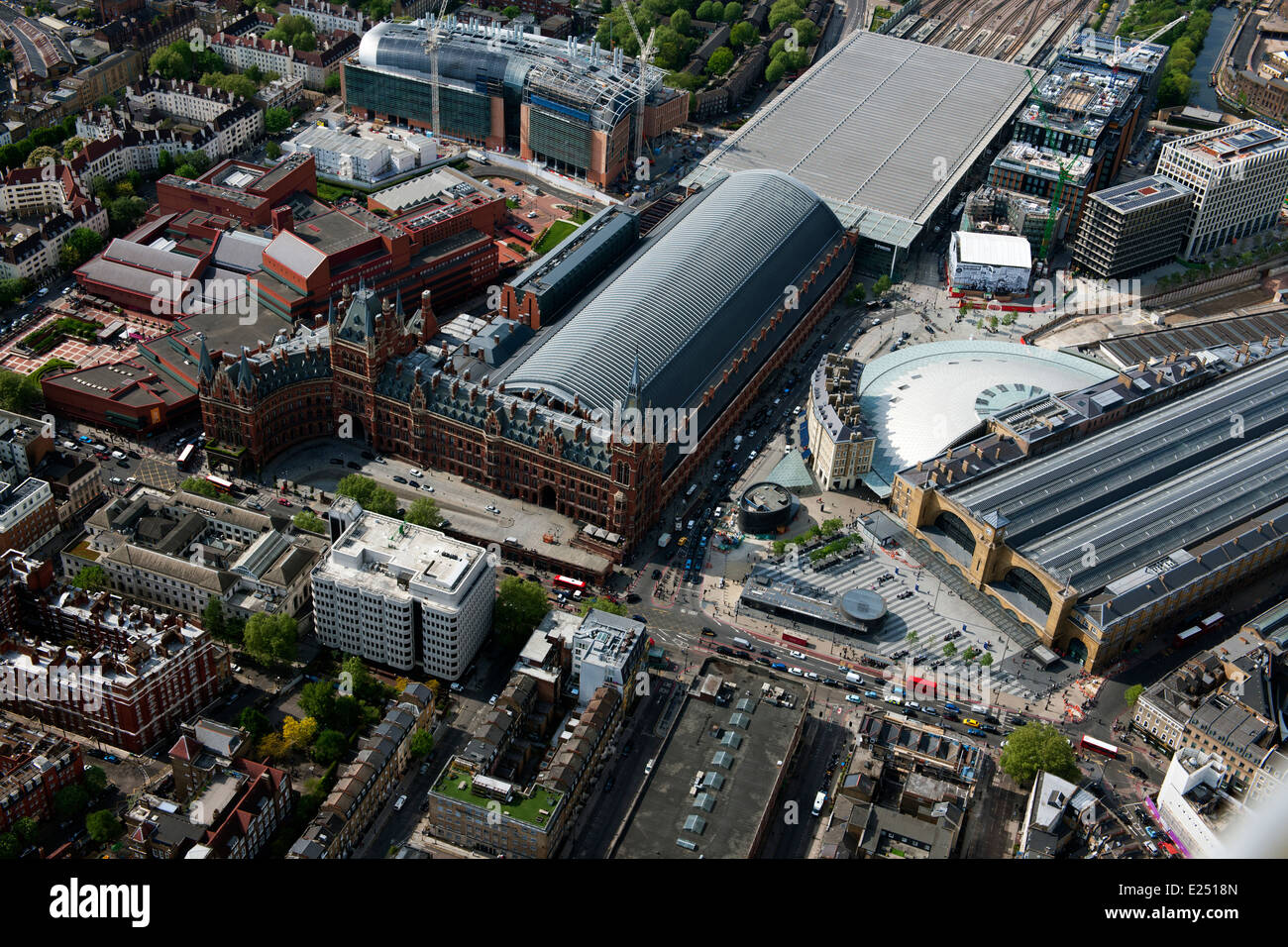 Kings Cross and St Pancras railway stations in London as seen from the air Stock Photo Alamy