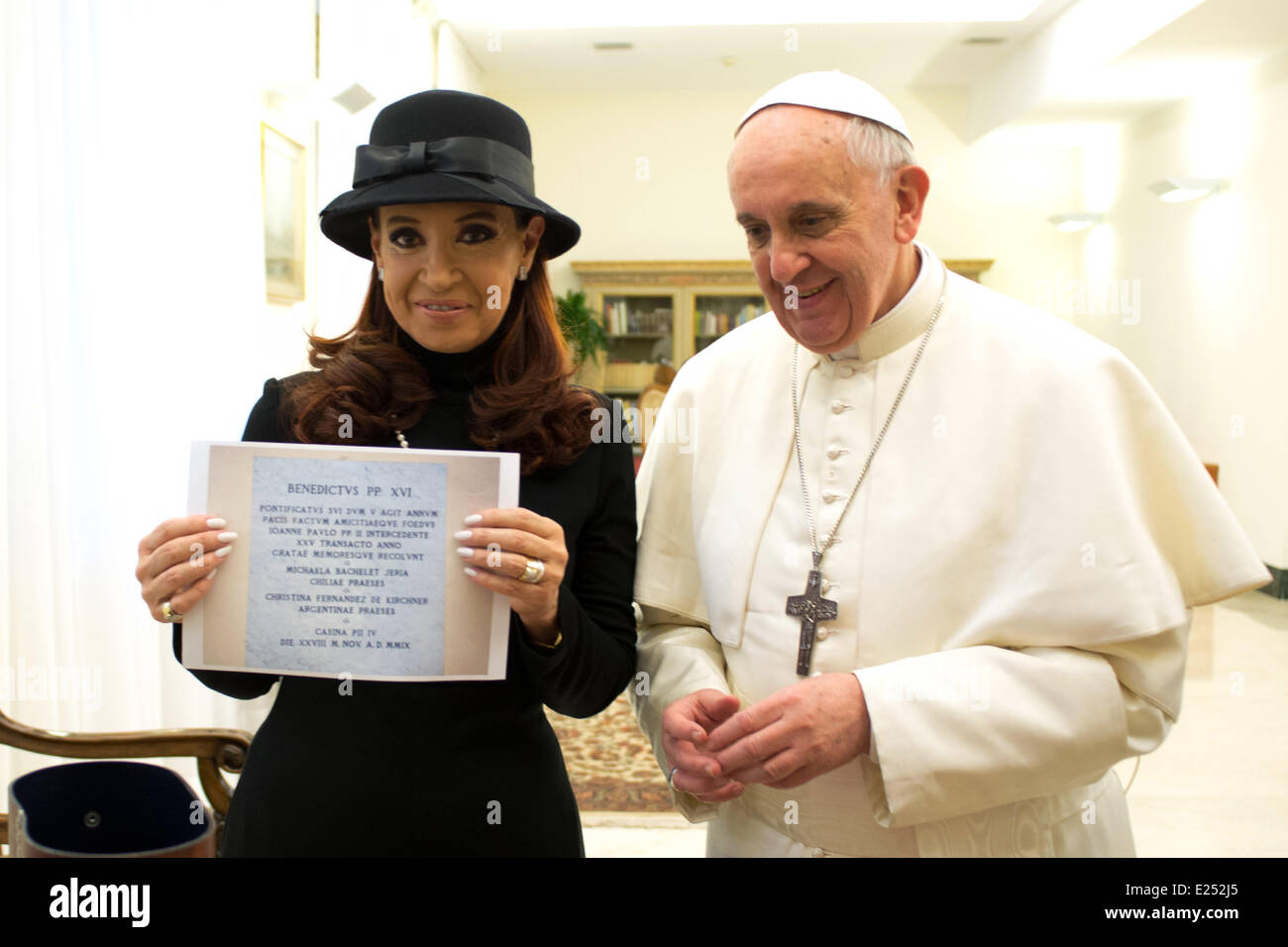 Pope Francis meets compatriot President Cristina Kirchner of Argentina at the Vatican  Featuring: Pope Francis,President Cristina Kirchner Where: Rome, Italy When: 18 Mar 2013 Stock Photo