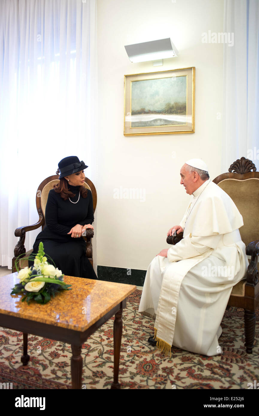 Pope Francis meets compatriot President Cristina Kirchner of Argentina at the Vatican  Featuring: Pope Francis,President Cristina Kirchner Where: Rome, Italy When: 18 Mar 2013 Stock Photo