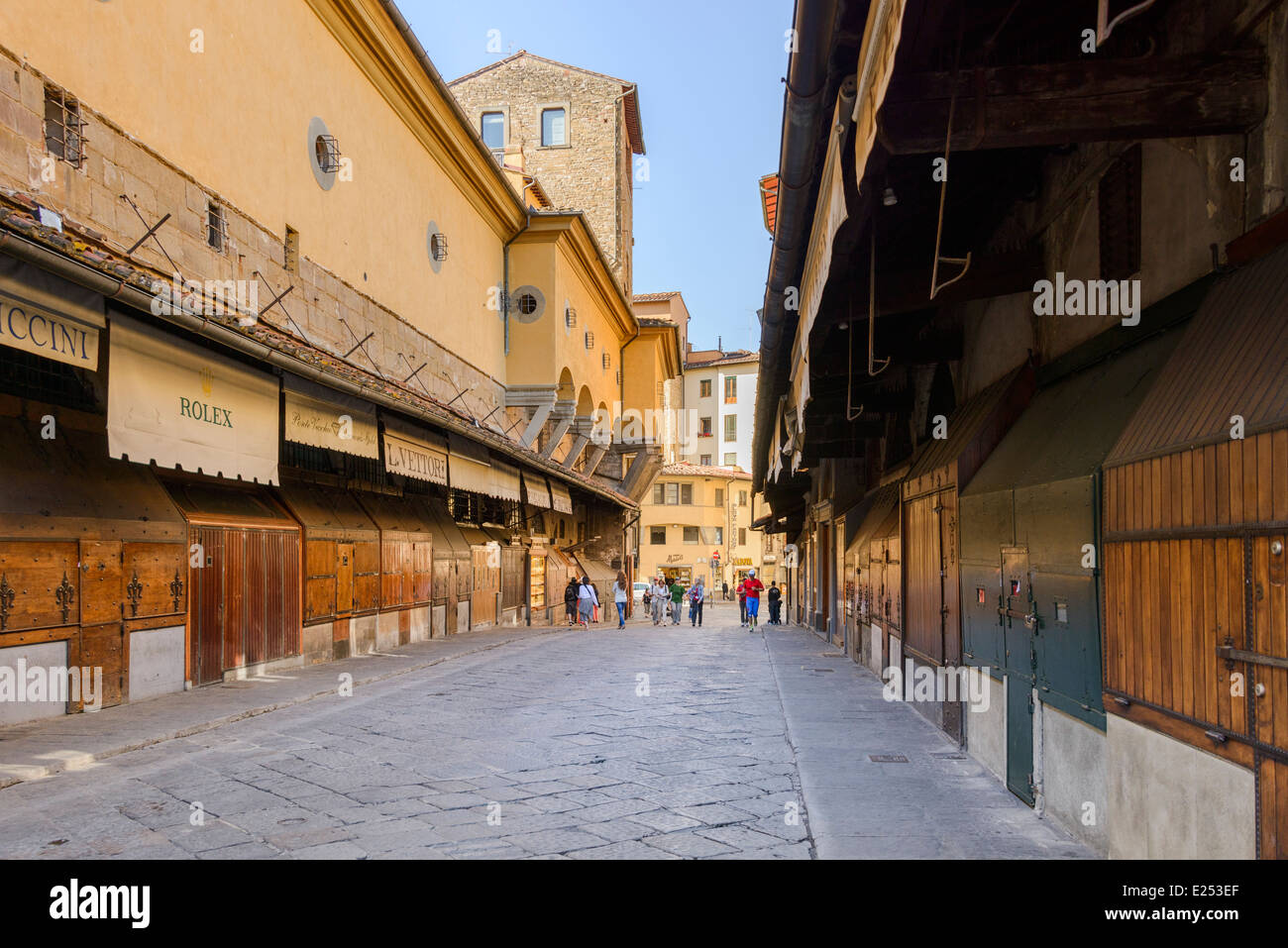 Early morning on the Ponte Vecchio Stock Photo