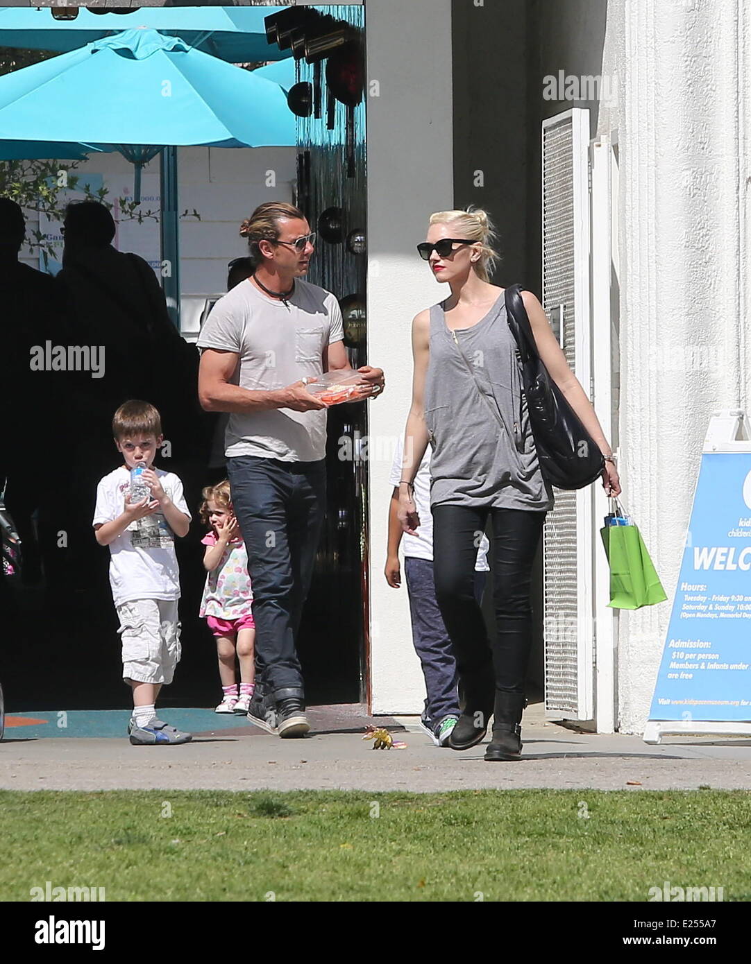APRIL 03 2013 Gwen Stefani, Gavin Rossdale and Kingston  and Zuma after visit the museum. Stock Photo