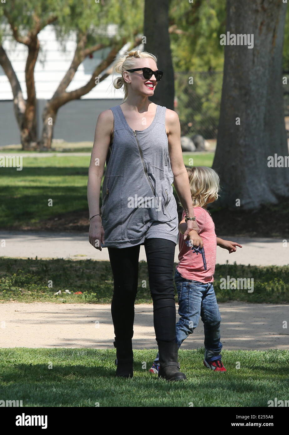 APRIL 03 2013 Gwen Stefani, Gavin Rossdale and Kingston  and Zuma after visit the museum. Stock Photo
