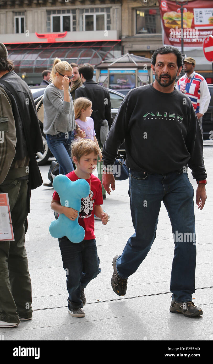 Gwyneth Paltrow with her children, Apple and Moses at North station in