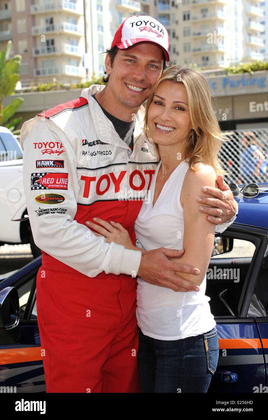 Celebrities participate in the ProCelebrity race at the Grand Prix of Long Beach  Featuring: Michael Trucco,Sandra Hess Where: Long Beach, California, United States When: 20 Apr 2013 Stock Photo