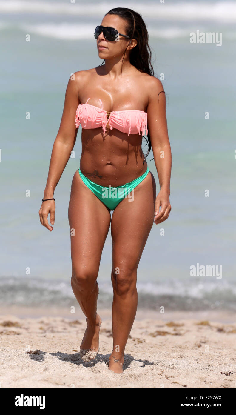 Vida Guerra spends the day on Miami Beach  Featuring: Vida Guerra Where: Miami Beach, Florida, United States When: 27 Apr 2013 C Stock Photo