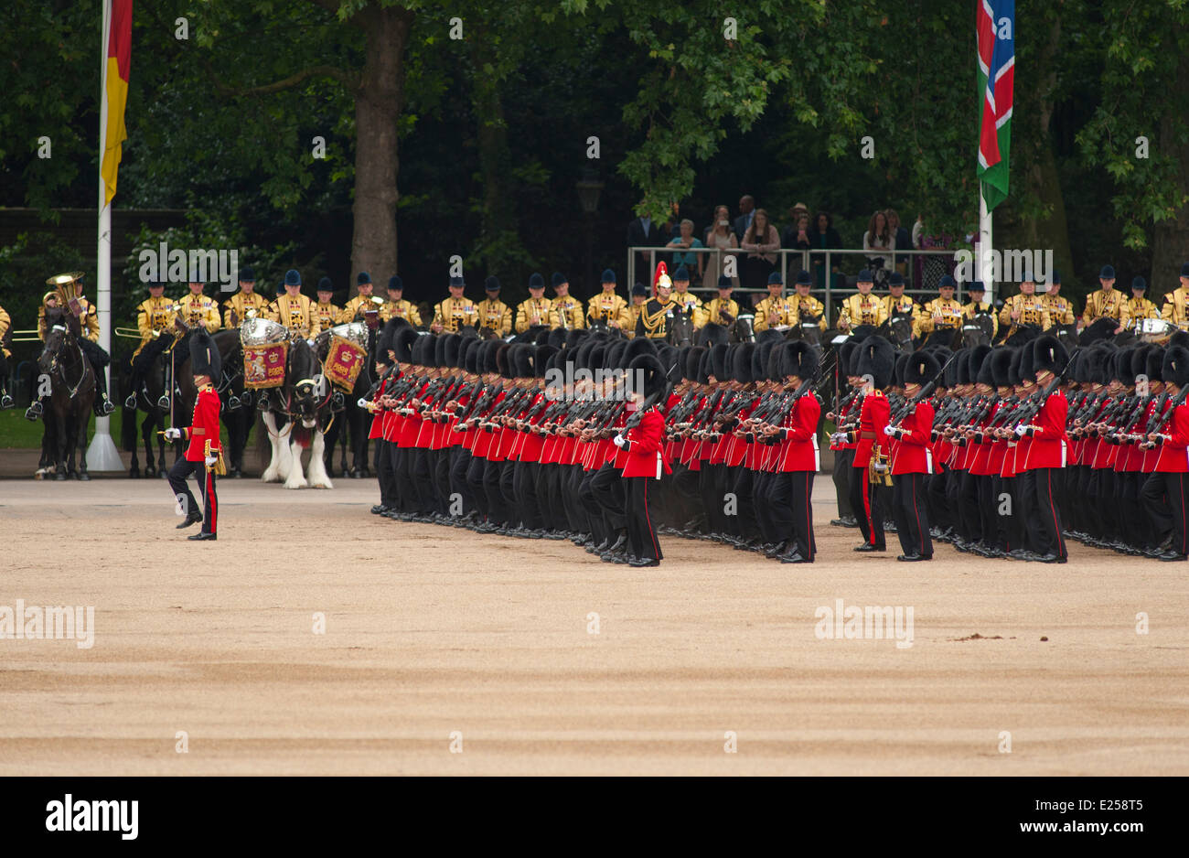Grenadier Guards march in Horse Guards Parade during The Queen’s