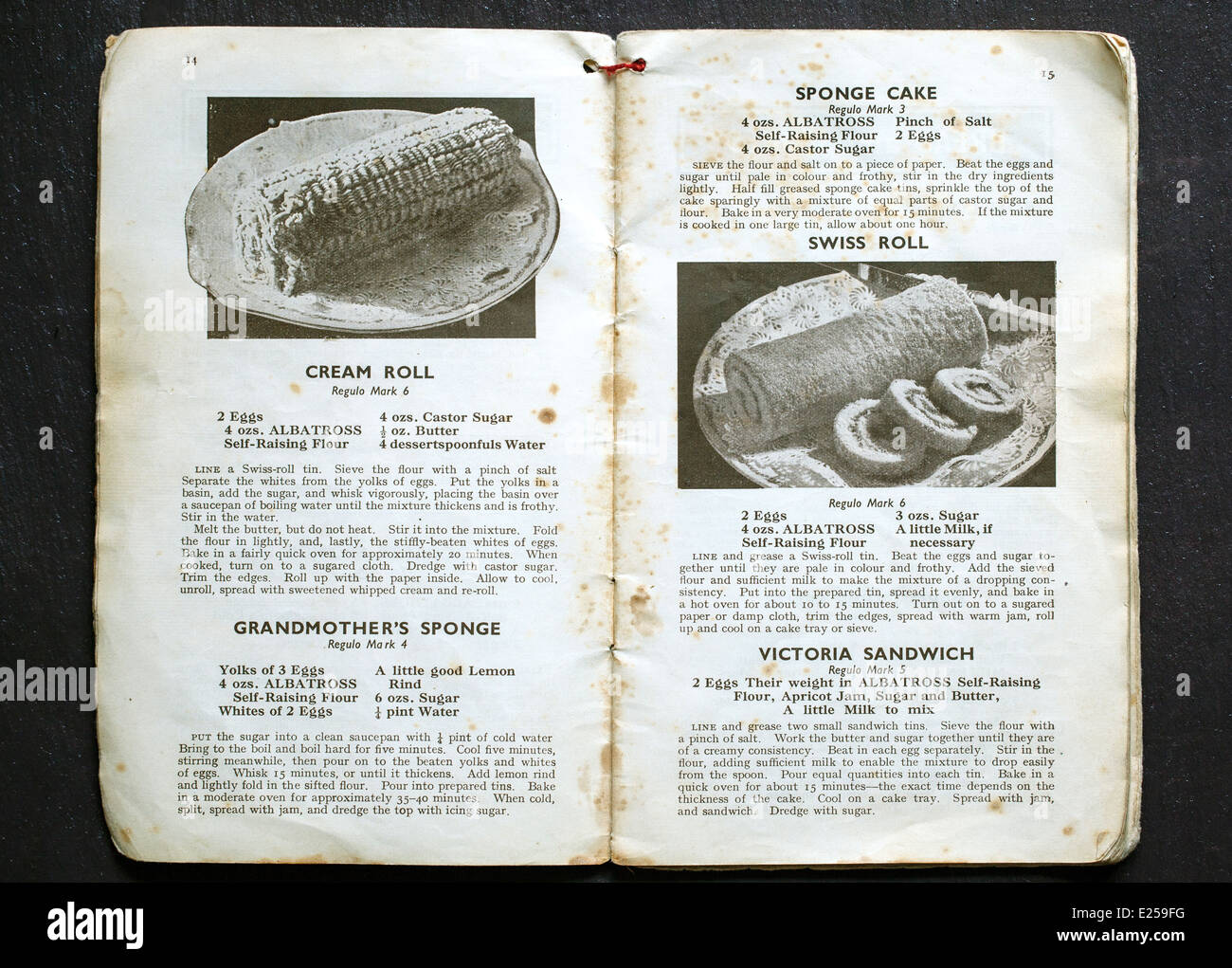 Recipe Pages from Old Cookery Book Stock Photo