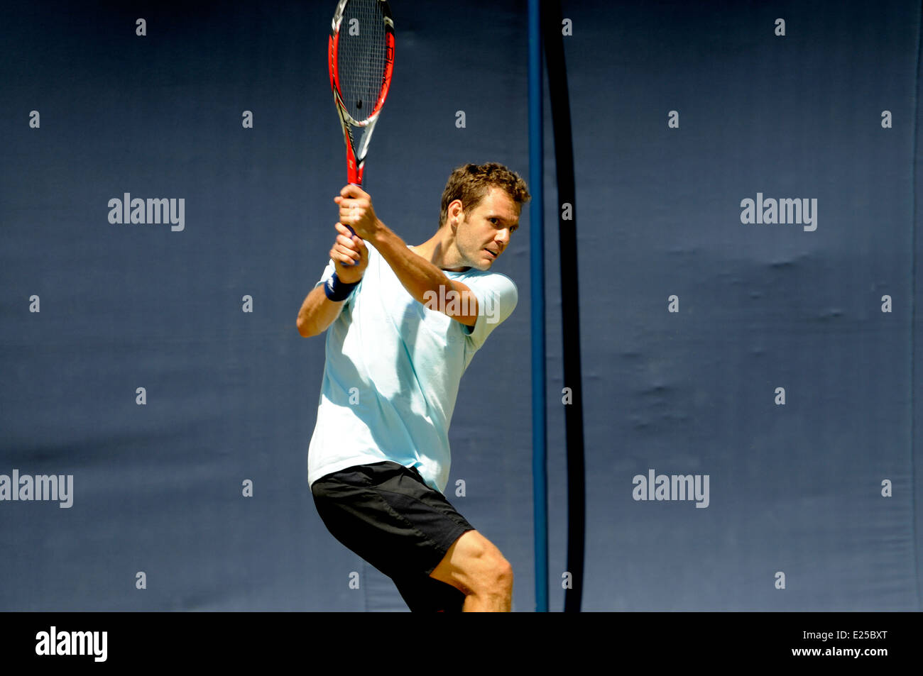 Paul-Henri Mathieu (France) on the practice courts at Queens Club, 2014 Stock Photo