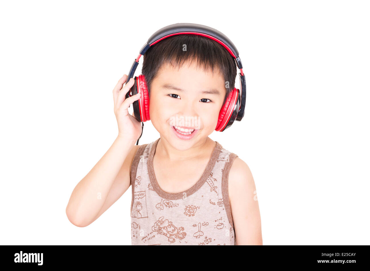 Cute children listen to music Stock Photo