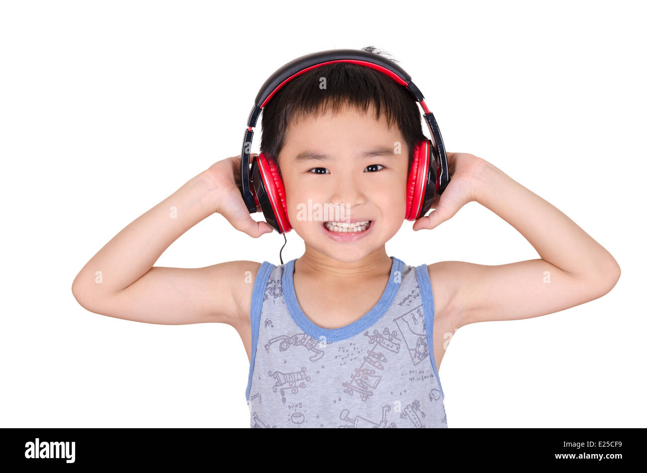 Cute children listen to music Stock Photo