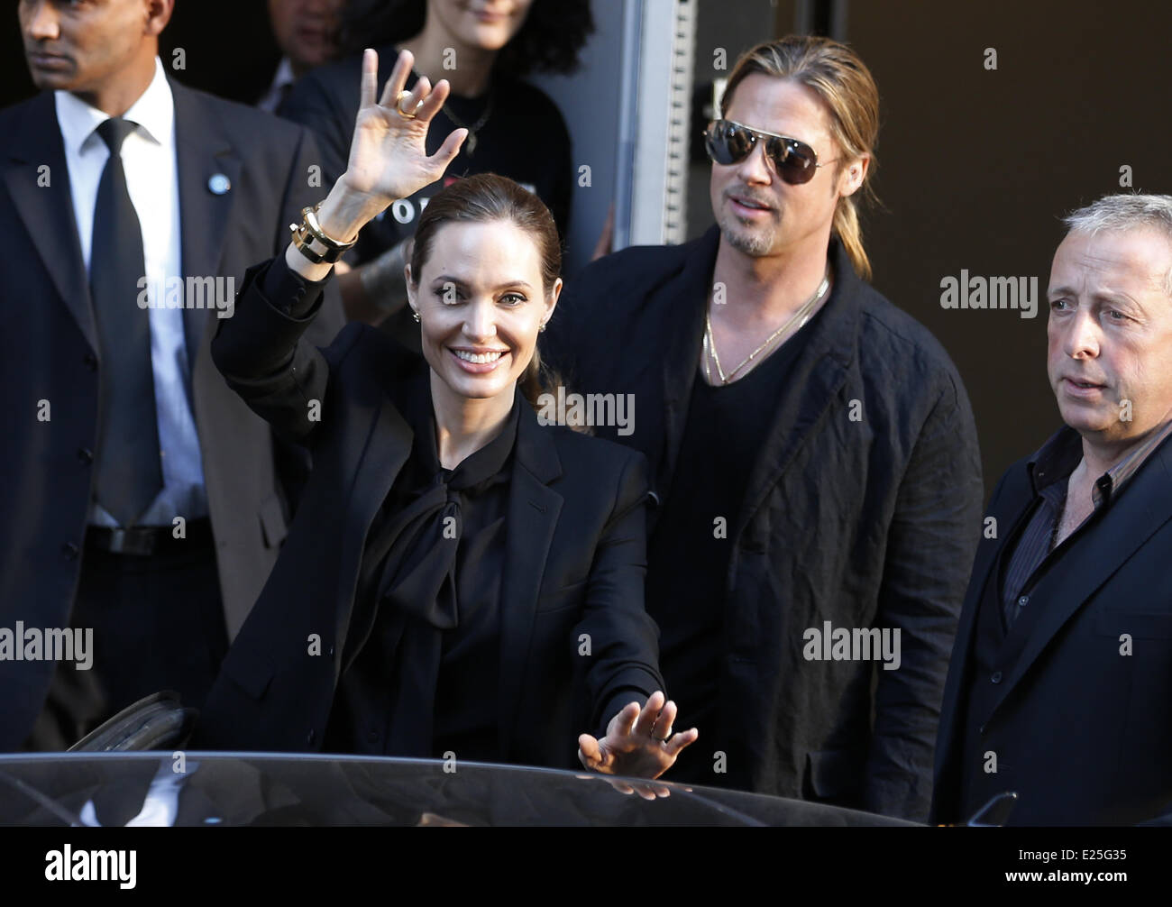Angelina Jolie and Brad Pitt leaving their hotel Featuring: Angelina