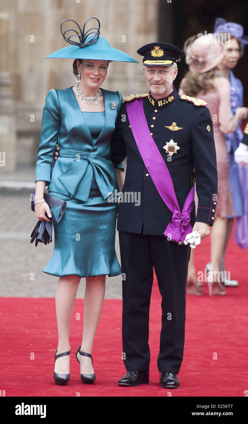 The Wedding of Prince William and Kate Middleton. Westminster Abbey, London  Featuring: Prince Philippe of Belgium,Princess Mathilde of Belgium Where:  London, Royaume Uni When: 30 Apr 2011 Stock Photo - Alamy