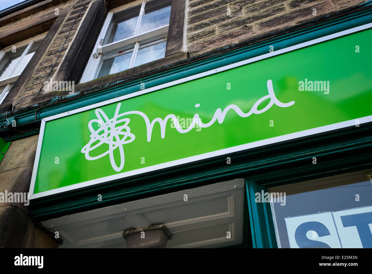 Mind charity shop sign in Derbyshire England Stock Photo