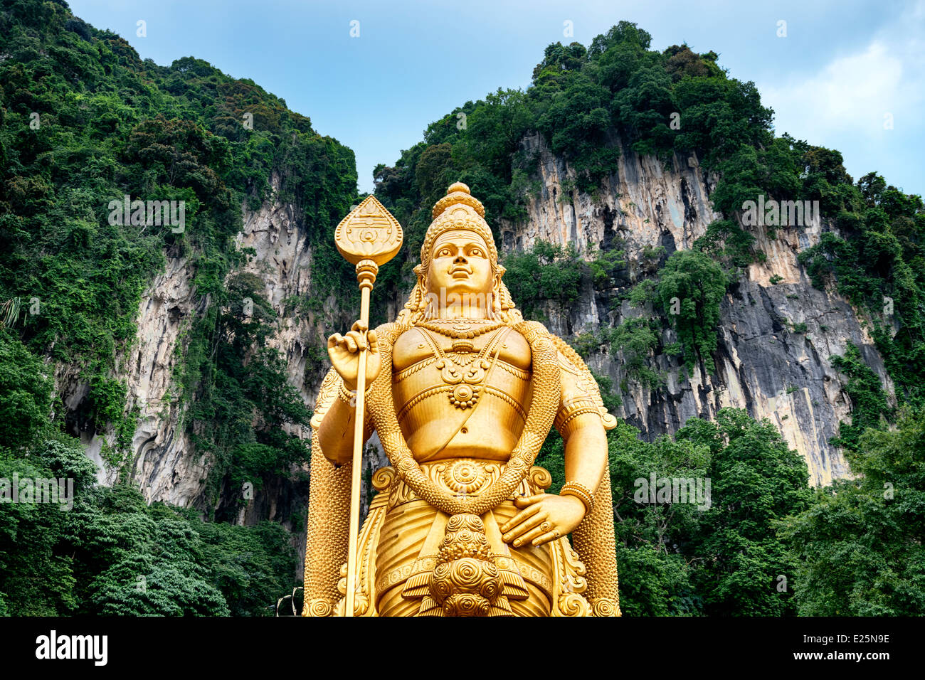 The world's tallest statue of Murugan, is located outside Batu Caves. Kuala Lumpur - Malaysia. Stock Photo