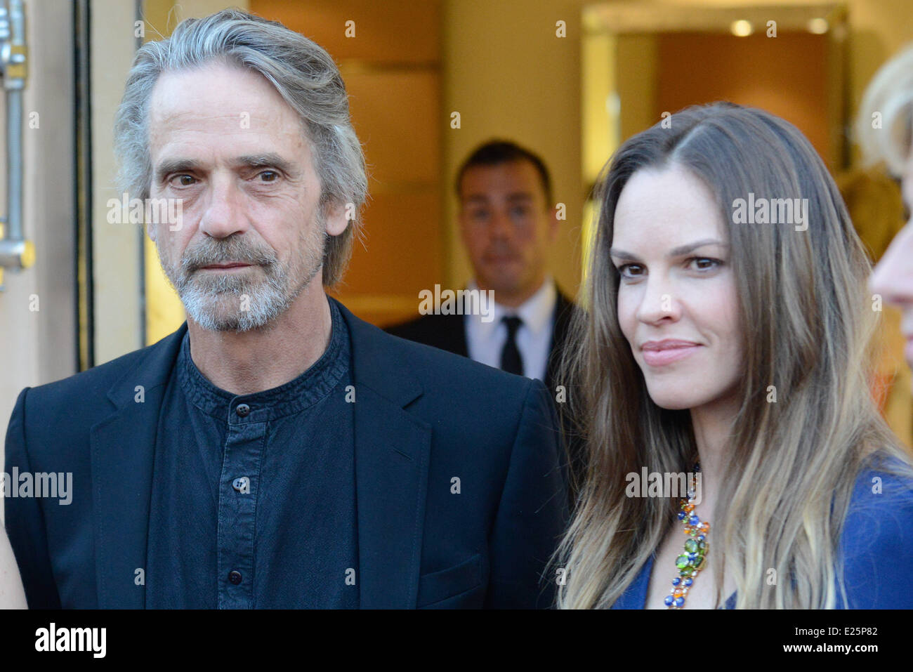 Juliette Binoche, Jeremy Irons and Hilary Swank attend the Official Opening Bulgari's Boutique in Saint-Tropez  Featuring: Jeremy Irons,Hilary Swank Where: St Tropez, France When: 16 Jul 2013 Stock Photo
