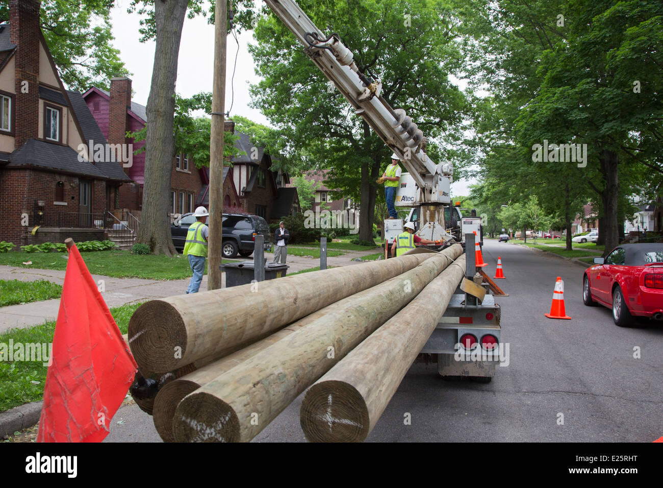 Detroit crime safety poles lighting hires stock photography and images