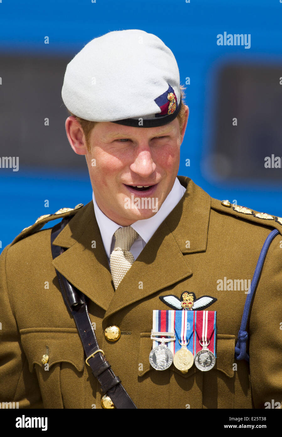Britain's Prince Harry, Commodore-in-Chief Small Ships and Diving, visits the Royal Marines Tamar, HM Naval Base in Devonport, Plymouth. The Prince officially opened the Royal Navy's newly built centre of amphibious excellence. During the tour, Prince Harry took the parade salute, and reviewed the guard and parade of 1 Assault Squadron Royal Marines. He also attended a reception for the military personnel and their families, and joined for a unit photograph with 1 Assault Group Royal Marines  Featuring: Prince Harry of Wales Where: Plymouth, United Kingdom When: 02 Aug 2013 Stock Photo