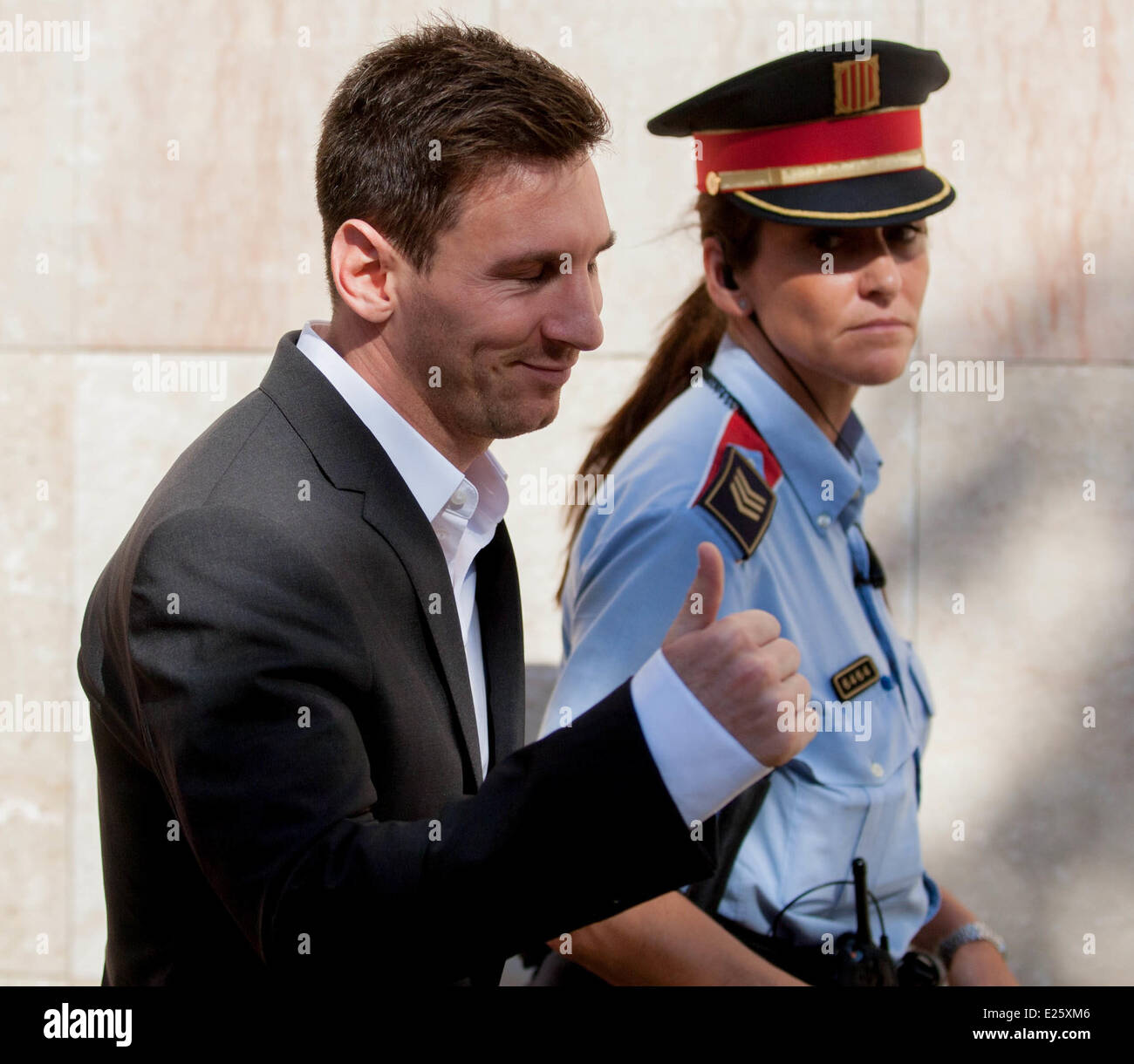 Barcelona's Argentine soccer player Lionel Messi arrives at a Spanish court over tax fraud allegations  Featuring: Lionel Messi Where: Gava, Spain When: 27 Sep 2013 Stock Photo