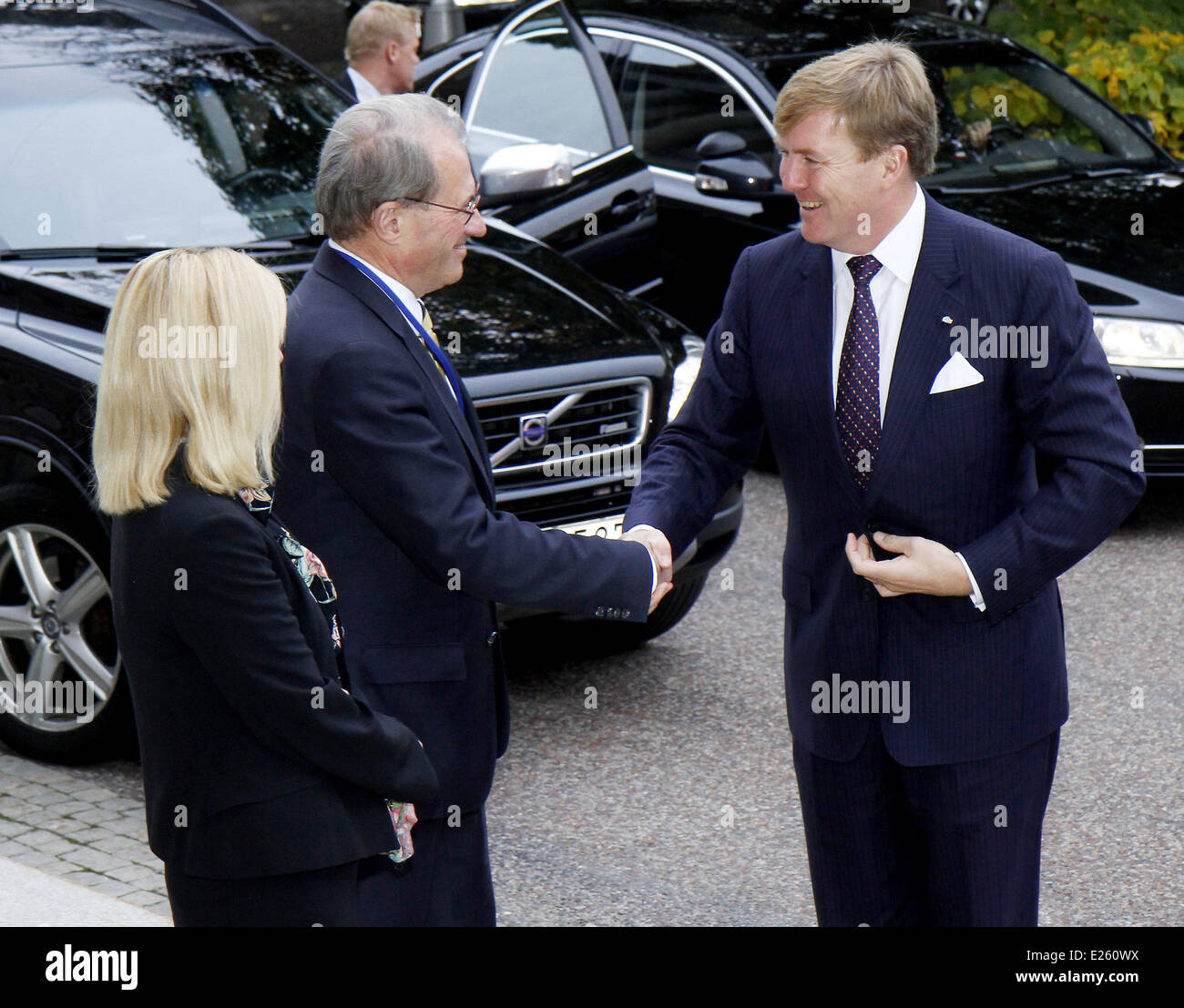 King Willem-Alexander and Queen Maxima of the Netherlands on a one day visit to Stockholm  Featuring: King Willem-Alexander,Per Westerberg Where: Stockholm, Sweden When: 14 Oct 2013 Stock Photo