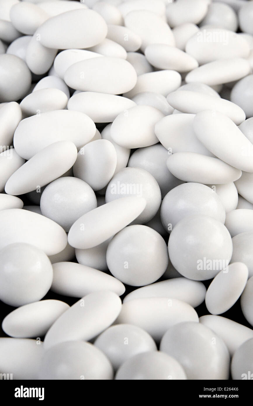 Round white sugared almond Stock Photo