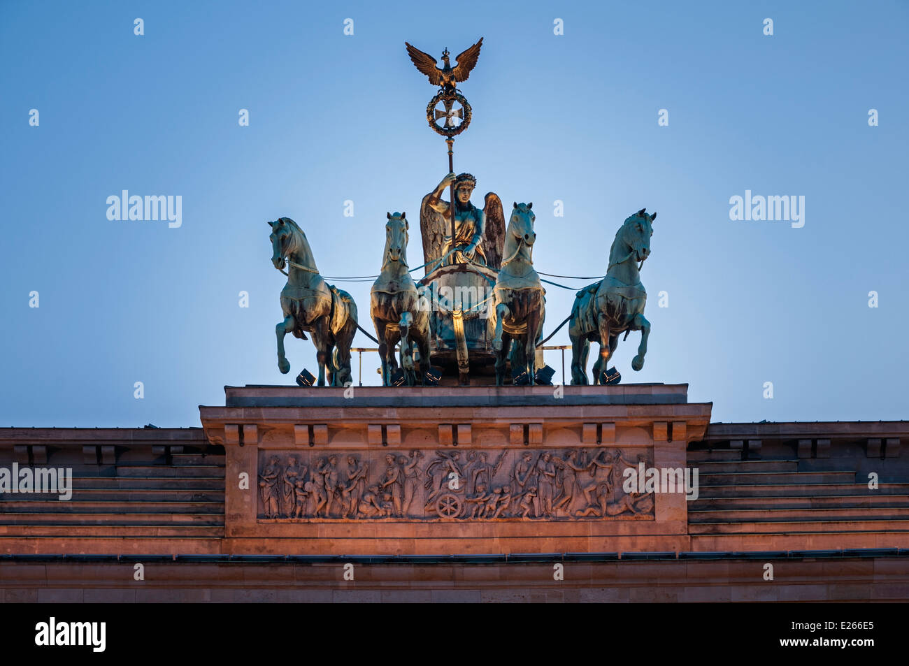 Quadriga statue on Brandenburg Gate Brandenburger Tor Berlin Germany Stock Photo