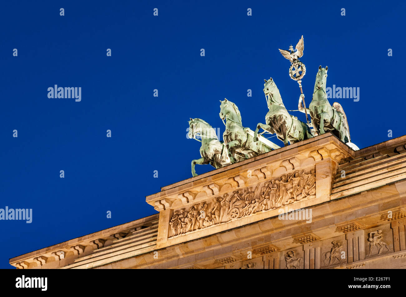 Quadriga statue on Brandenburg Gate Brandenburger Tor Berlin Germany Stock Photo