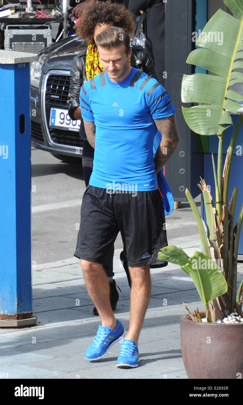 David Beckham filming a commercial for Adidas in Marbella Featuring: David  Beckham Where: Marbella, Spain When: 28 Jan 2013 Stock Photo - Alamy